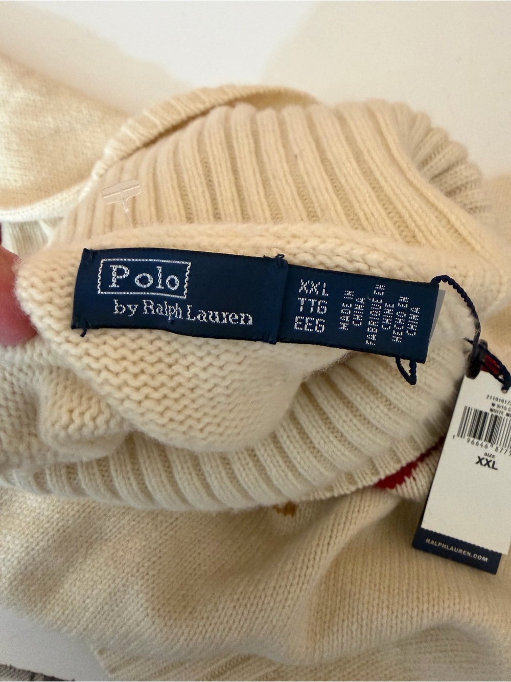 Polo Ralph Lauren CreamRed Intarsia Crest Wool Preppy Turtleneck Sweater XXL NWT - Picture 12 of 16